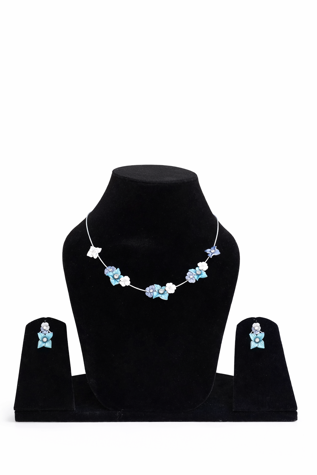 Azure Blossom Silver Pendant Set