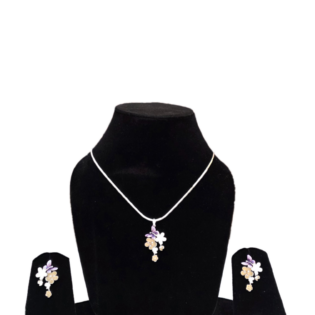 Lavender Bloom Silver Pendant Set