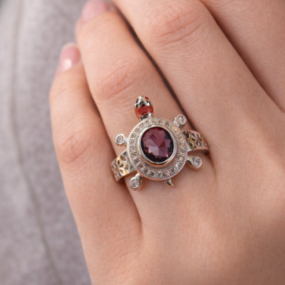 Ladybug Helm Garnet Glow Ring - Image 2