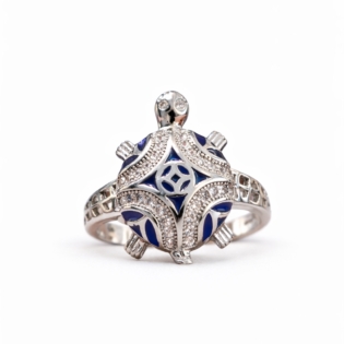 Azure Compass Charm Ring