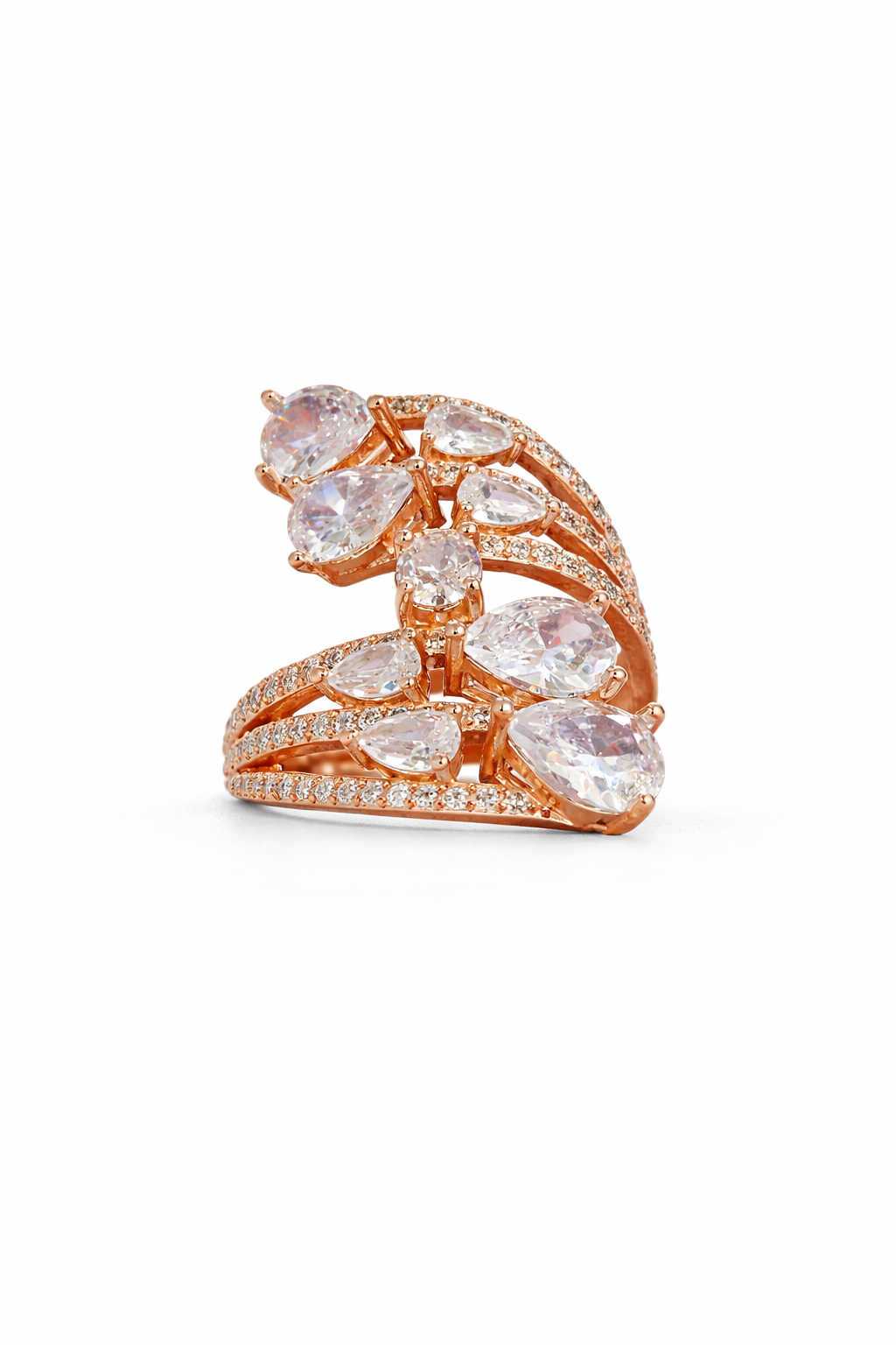 Luminous Cascade Silver Ring