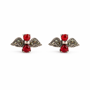 Crimson Guardian Angel Stud Earrings