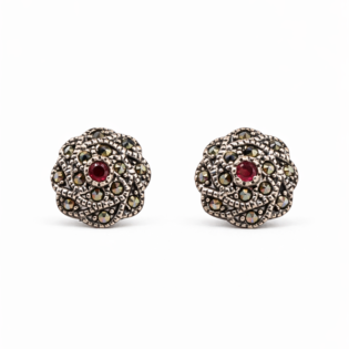 Scarlet Rosette Vintage Studs