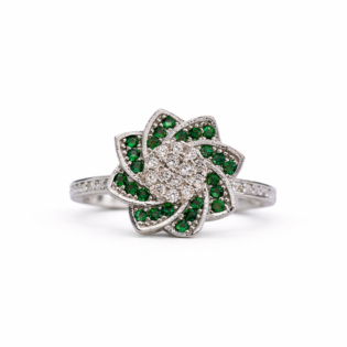 Emerald Whirl Blossom Ring