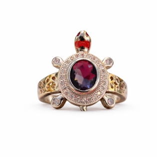 Ladybug Helm Garnet Glow Ring
