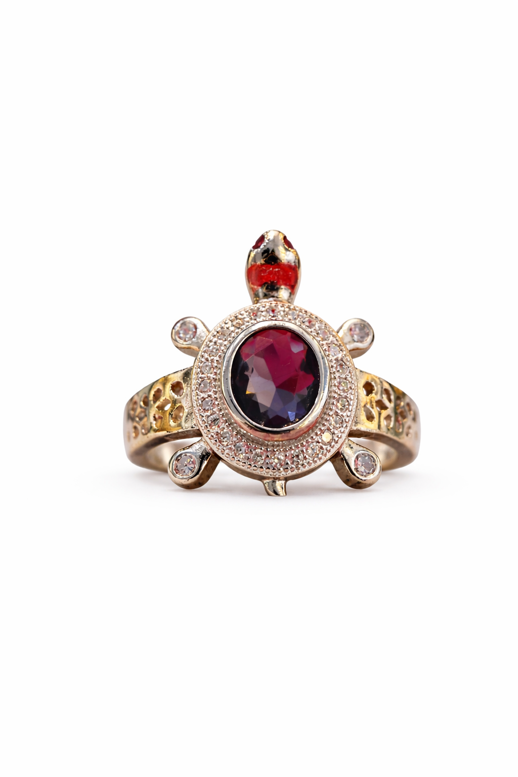 Ladybug Helm Garnet Glow Ring