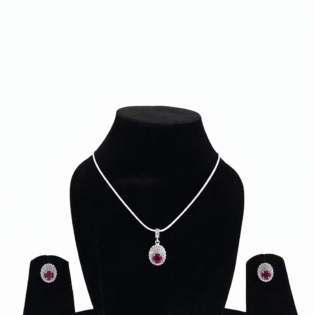 Crimson Halo Silver Pendant Set