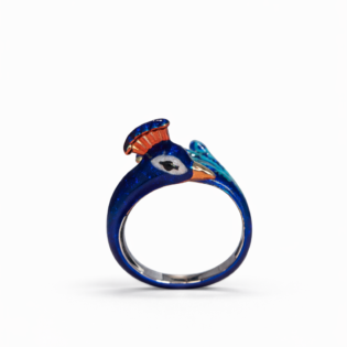 Azure Peacock Silver Ring
