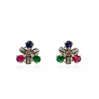 Garden Tricolor Bloom Stud Earrings