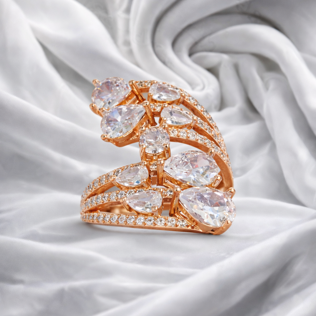 Luminous Cascade Silver Ring