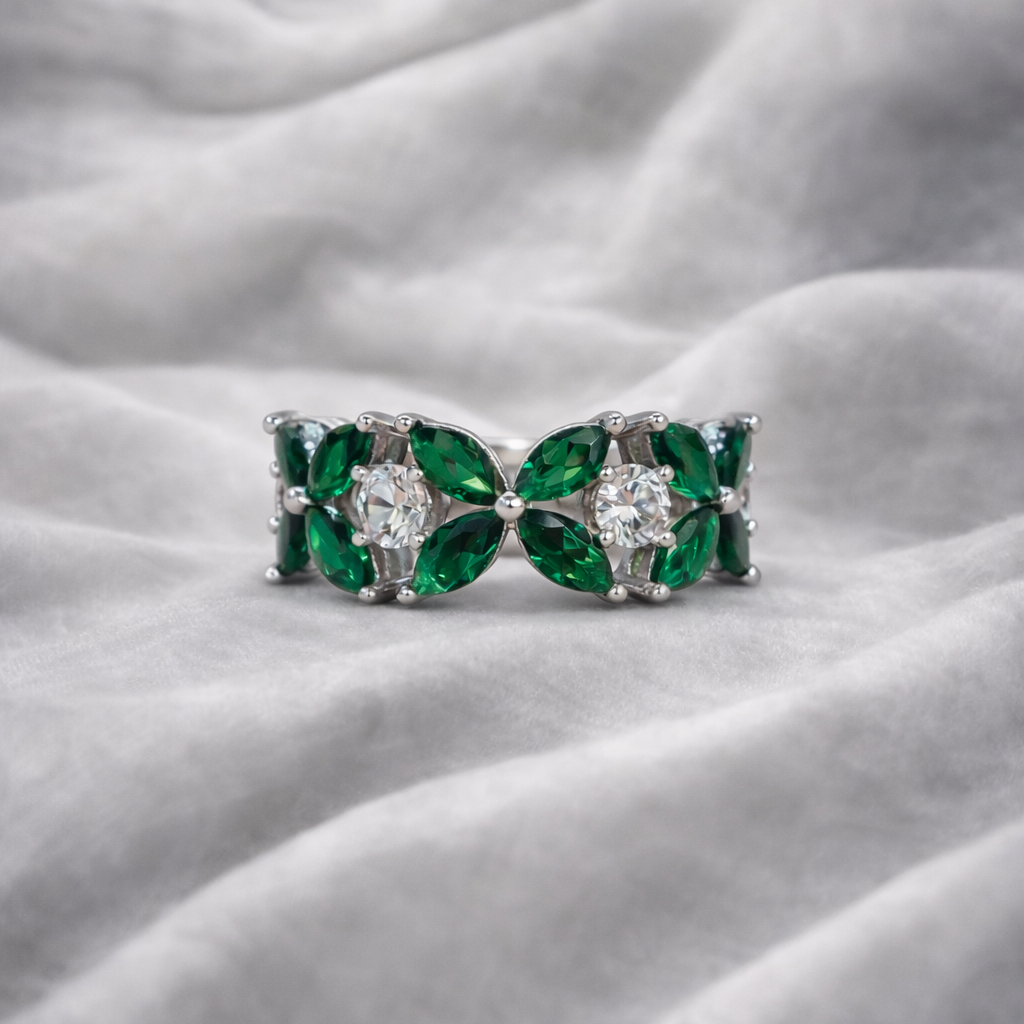 Emerald Vine Silver Ring