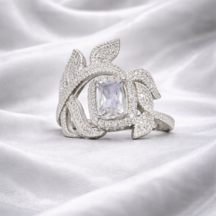 Silver Leaf Bloom Ring - Image 3