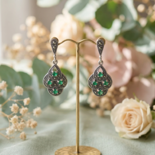 Royal Emerald Grace Silver Pendant Set - Image 3