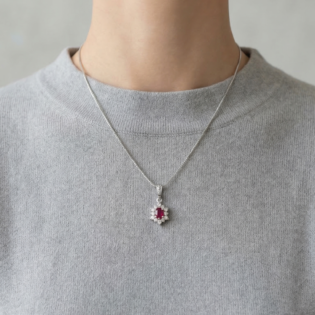 Ruby Bloom Silver Pendant Set - Image 2