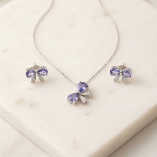 Luna Bow Silver Pendant Set