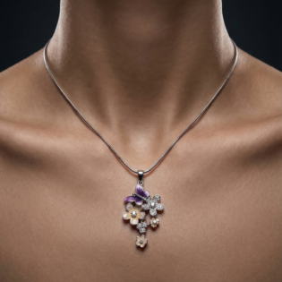 Lavender Bloom Silver Pendant Set - Image 2