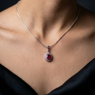 Crimson Halo Silver Pendant Set - Image 3