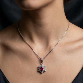 Ruby Bloom Silver Pendant Set - Image 3