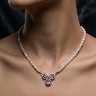 Rosé Pearl Grace Silver Pendant Set - Image 2