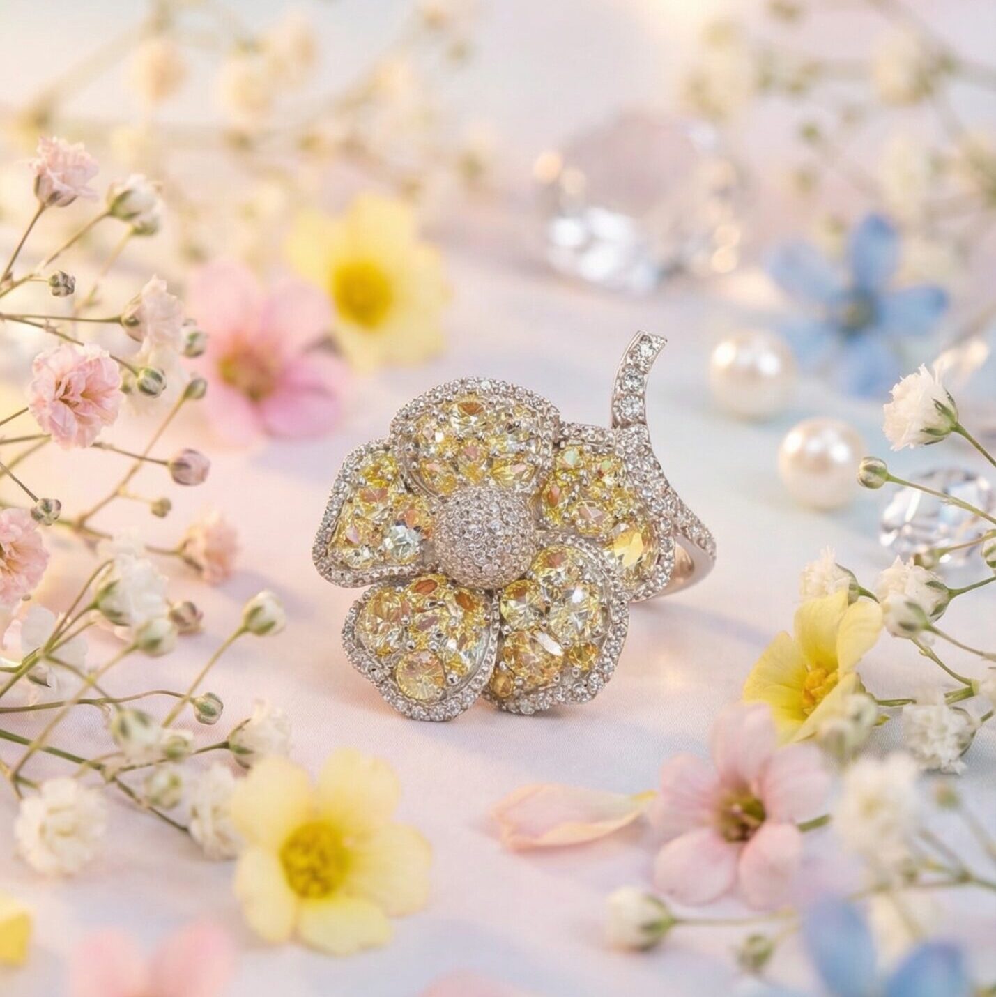 Golden Petal Bloom Ring