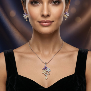 Lavender Bloom Silver Pendant Set - Image 4