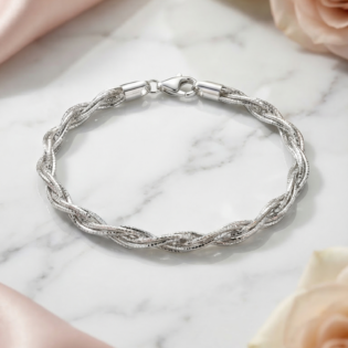 Silver Serene Twist Bracelet