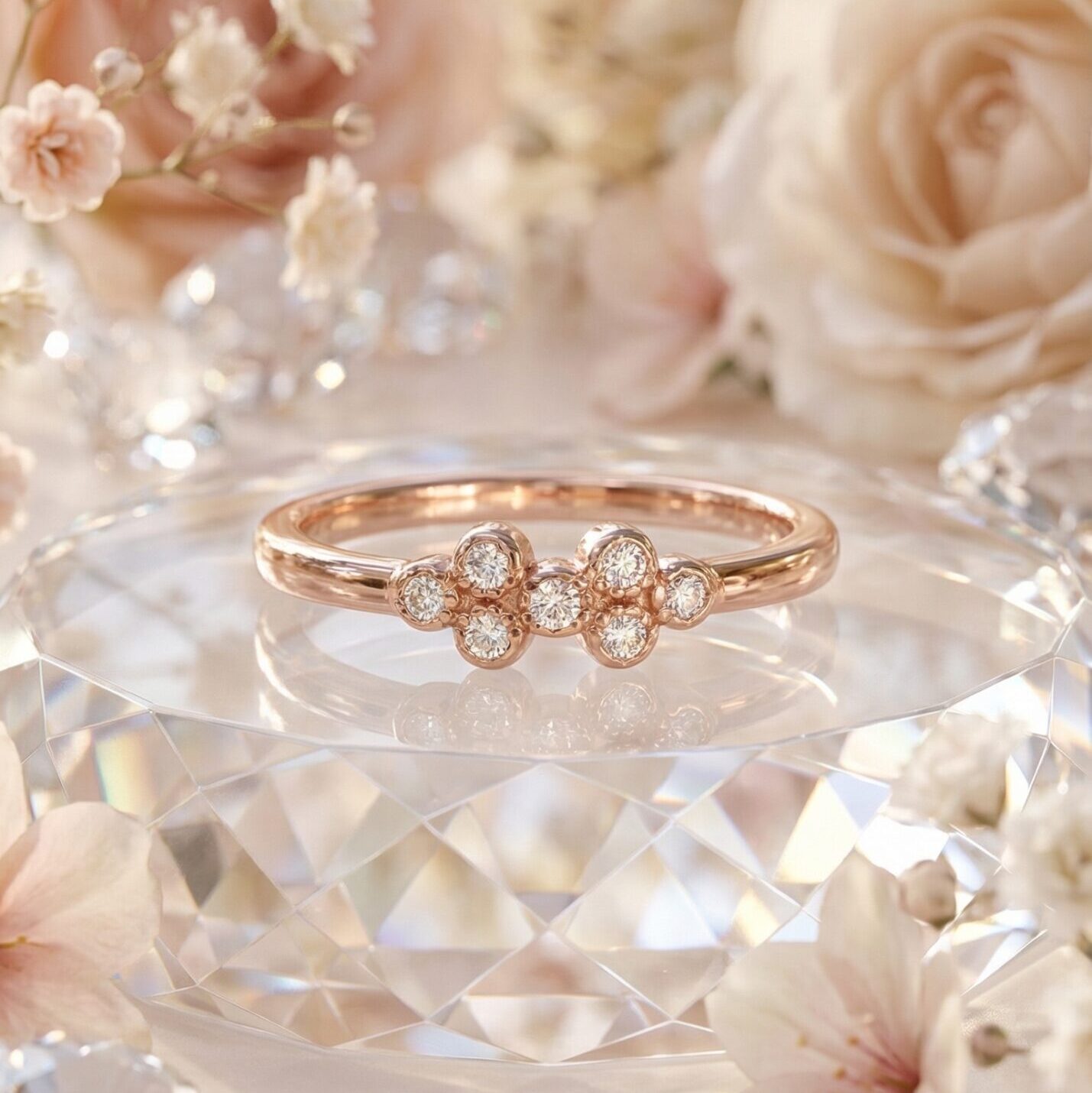Petite Clover Spark Ring