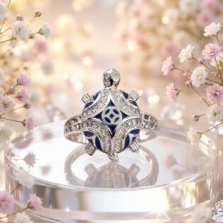 Azure Compass Charm Ring