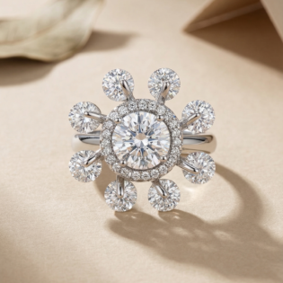 Solar Bloom Silver Ring