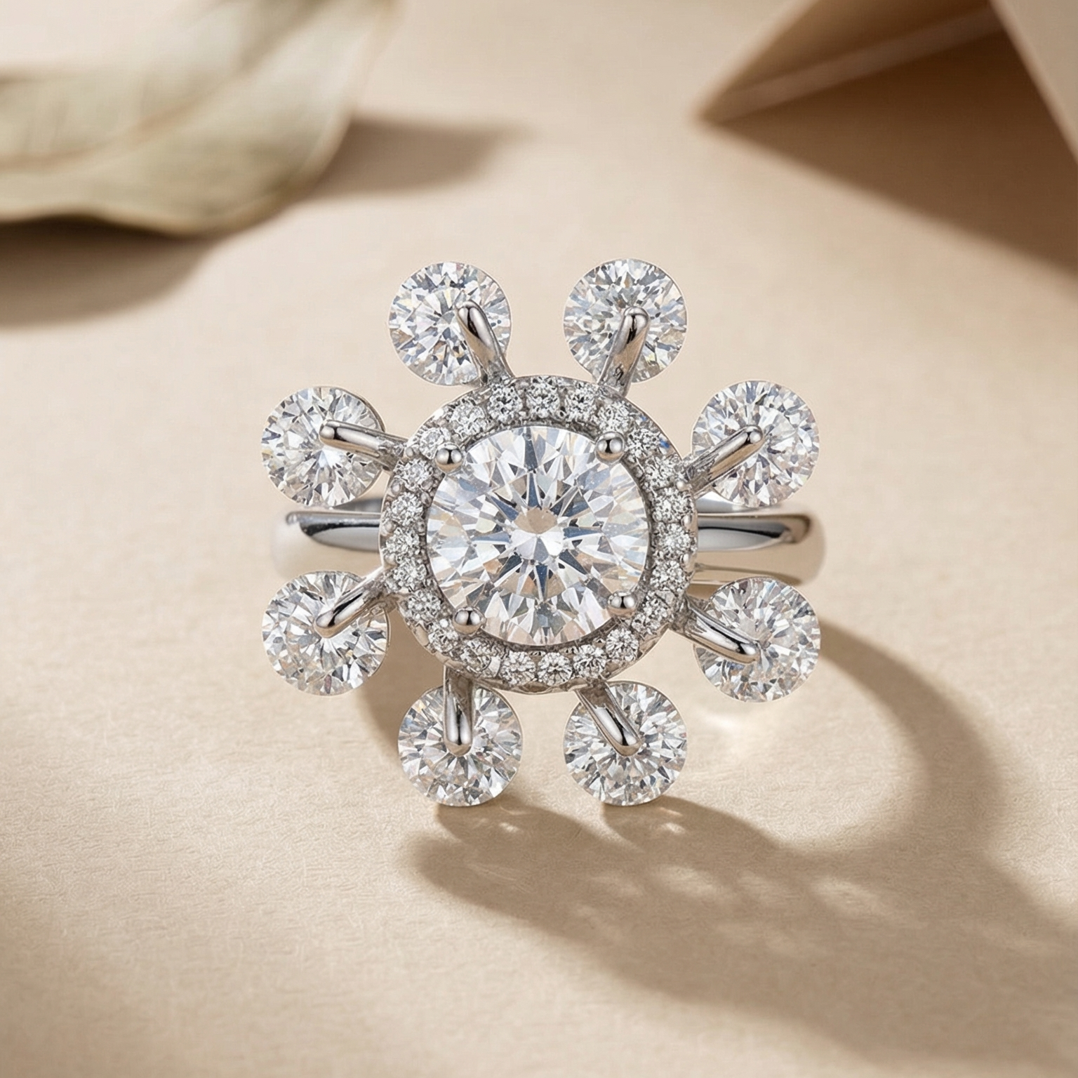 Solar Bloom Silver Ring