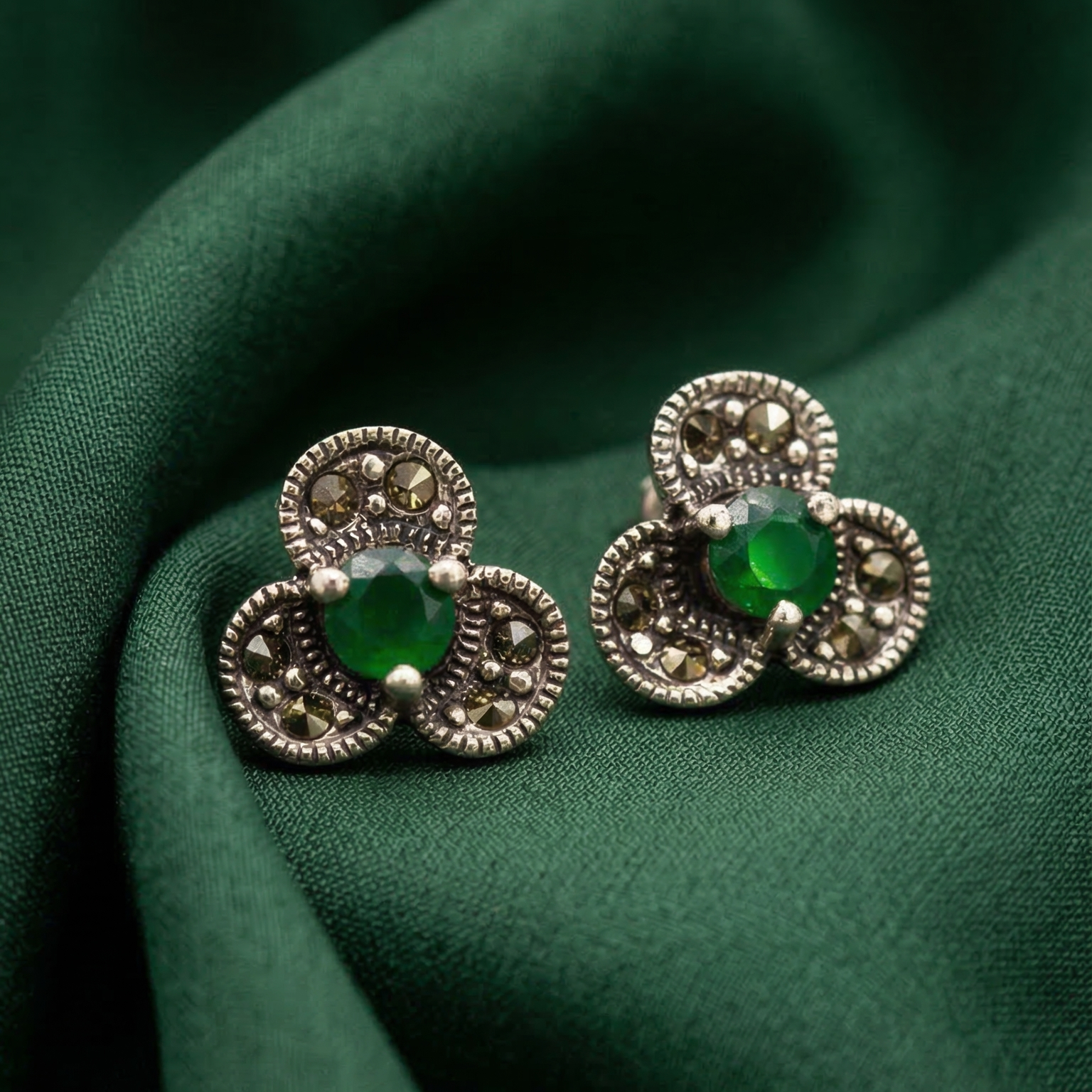 Emerald Trinity Bloom Studs