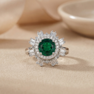 Emerald Halo Royale Ring