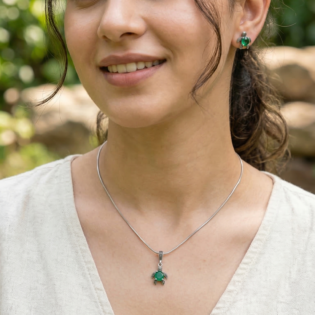 Emerald Turtle Grace Silver Pendant Set - Image 4