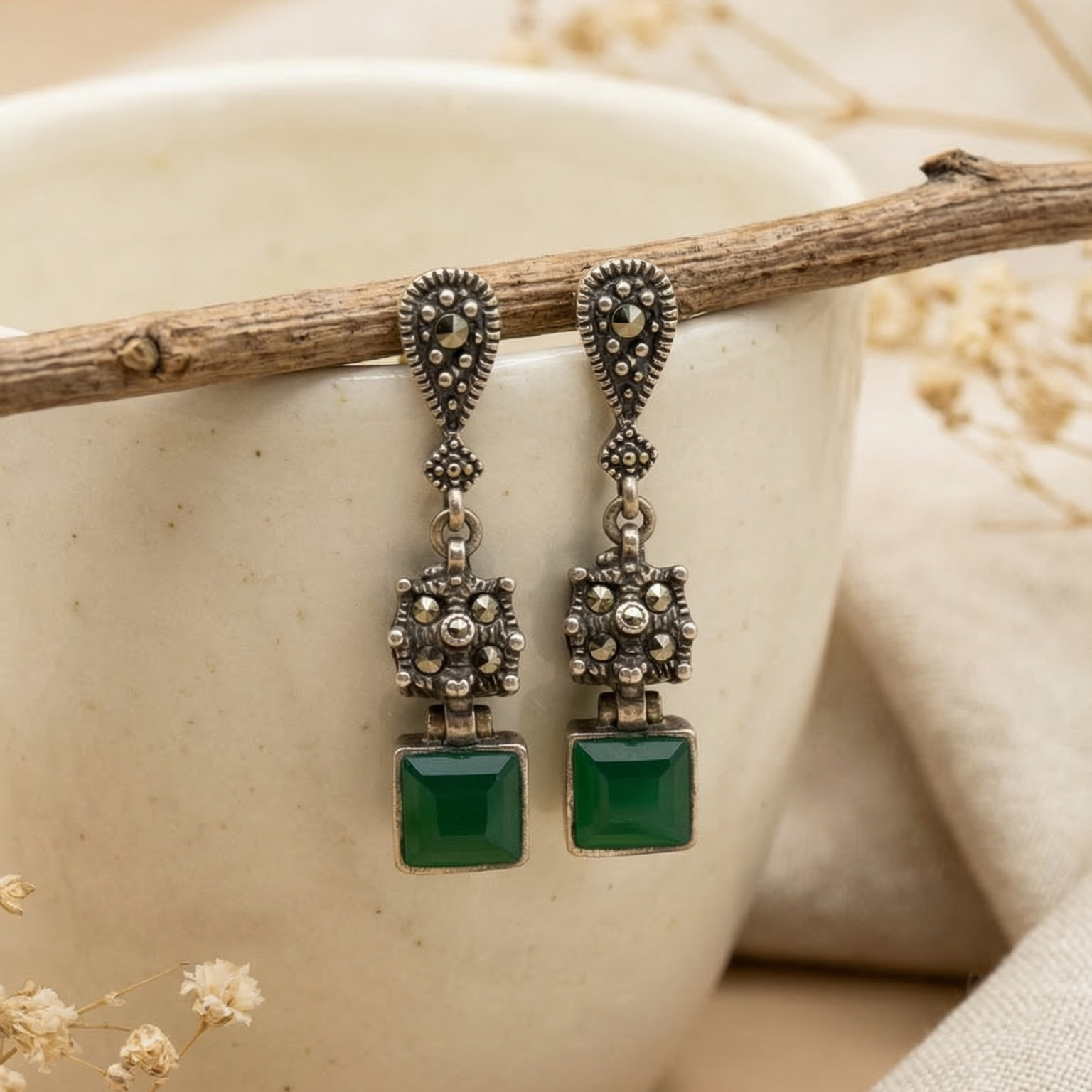 Emerald Heirloom Drop Earrings
