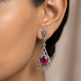 Crimson Heirloom Drop Earrings - Image 2