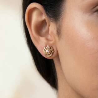 Golden Lotus Whisper Studs - Image 2