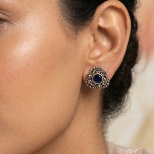 Midnight Laurel Stud Earrings - Image 2