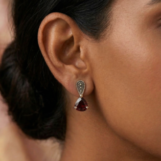 Crimson Ember Drop Earrings - Image 2