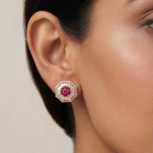 Ruby Sunburst Stud Earrings - Image 4