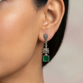 Emerald Heirloom Drop Earrings - Image 2