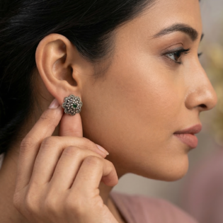 Emerald Heirloom Bloom Stud Earrings - Image 4