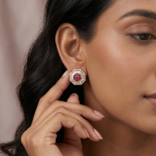 Ruby Sunburst Stud Earrings - Image 2