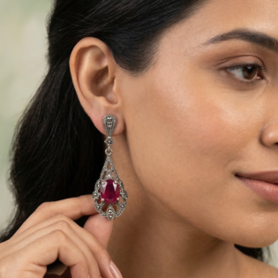 Crimson Heirloom Drop Earrings - Image 4