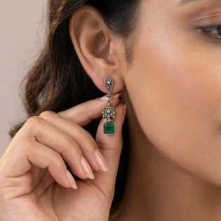Emerald Heirloom Drop Earrings - Image 4