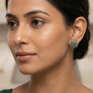 Emerald Heirloom Bloom Stud Earrings - Image 5