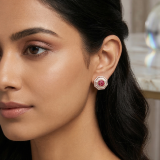 Ruby Sunburst Stud Earrings - Image 5