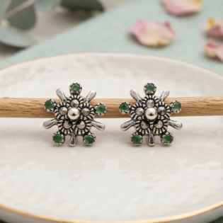 Verdant Sunburst Stud Earrings