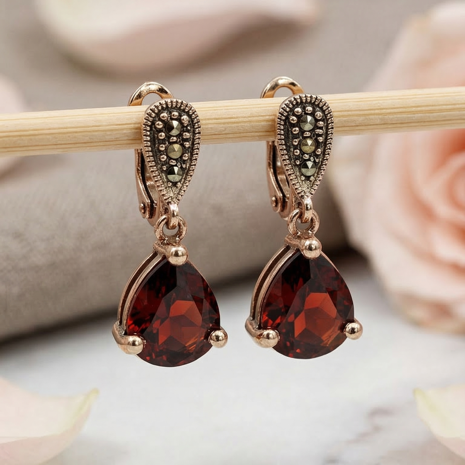 Crimson Ember Drop Earrings