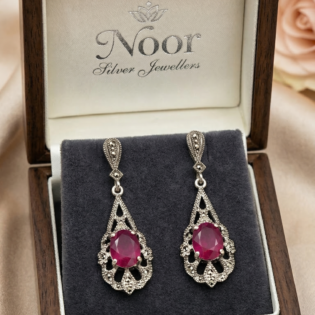Crimson Heirloom Drop Earrings - Image 3
