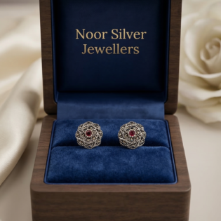 Scarlet Rosette Vintage Studs - Image 3
